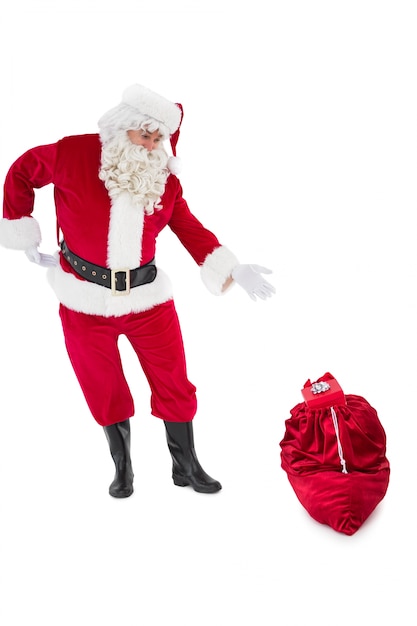 Santa Claus weergegeven: zak vol geschenken