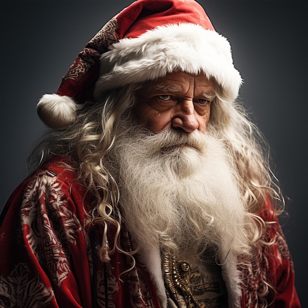 santa claus on white background closeup