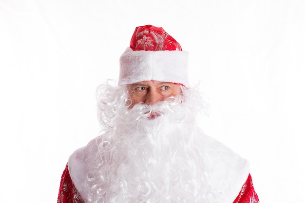 santa claus white background studio portrait