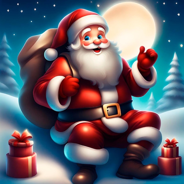 Санта-Клаус с пакетом подарков