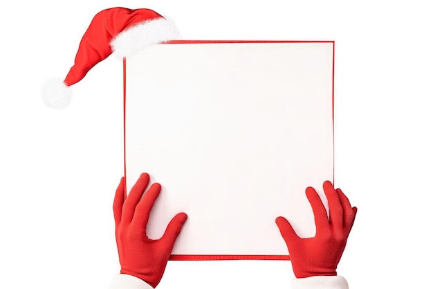 크리스마스 기념품 목록과 선물 목록을 위한 빈 노트패드 공간을 가진 산타클로스