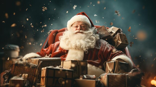 Santa Claus with a carload of presents Generative Ai