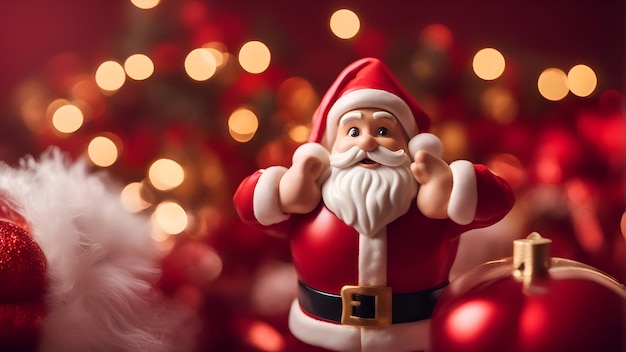 Santa claus with christmas decoration on bokeh background