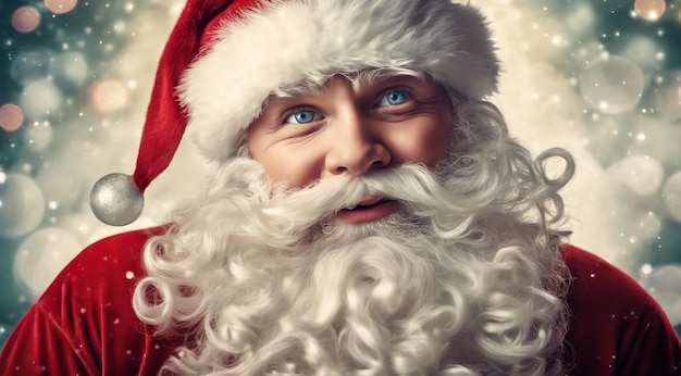 크리스마스 장식품과 함께 산타클로스 크리스마스 풍경 산타 클로스의 얼굴 크리스마스 배경