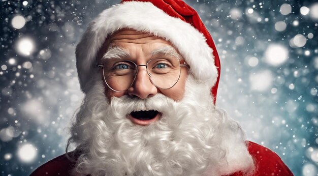 santa claus with christmas decorations christmas scene santa claus face on christmas background