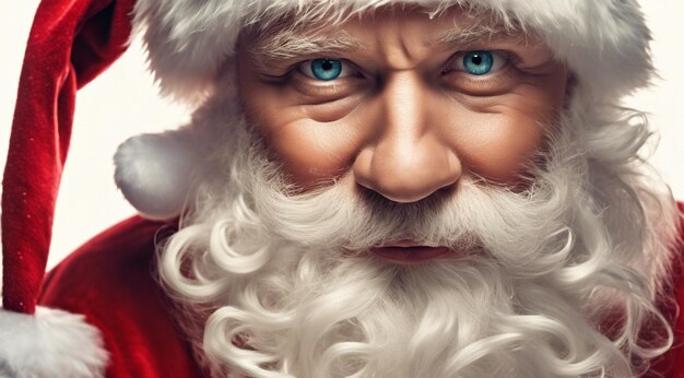 Santa claus with christmas decorations christmas scene santa claus face on christmas background