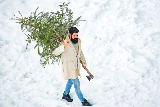 Santa Claus with Christmas tree.