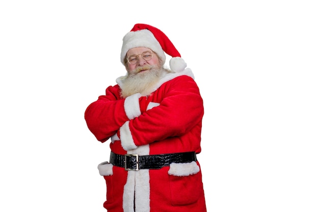 Santa Claus with crossed arms.