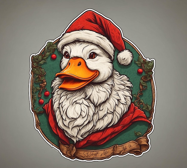 Santa claus with a duck in his arms Vector illustration