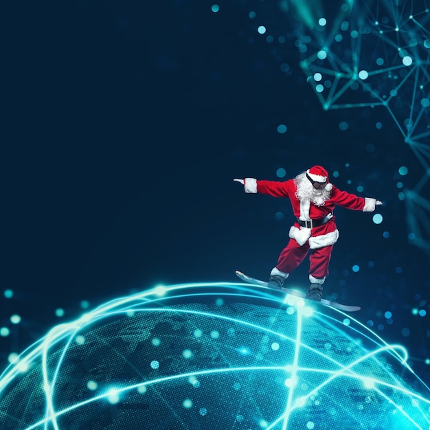 Santa claus with fast internet