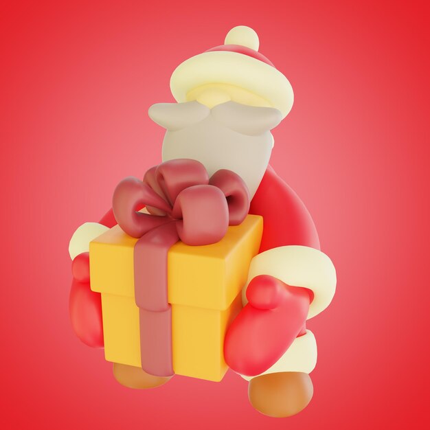 Santa claus with gift 3d illustration