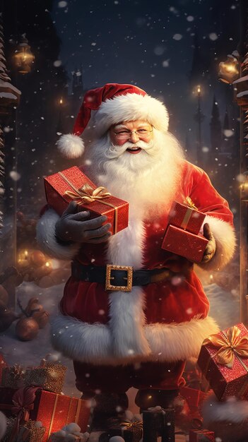 Santa Claus with gifts Generative Ai