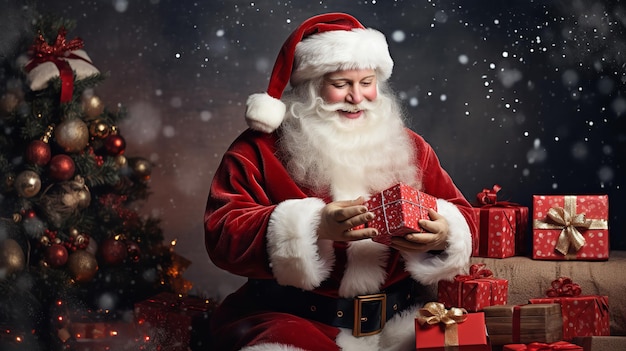 Santa Claus with gifts Generative Ai