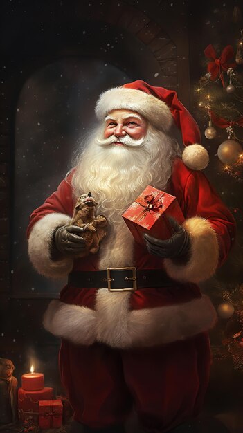 Santa Claus with gifts Generative Ai