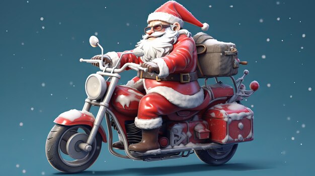 Santa Claus with gifts rides a scooter Generative AI