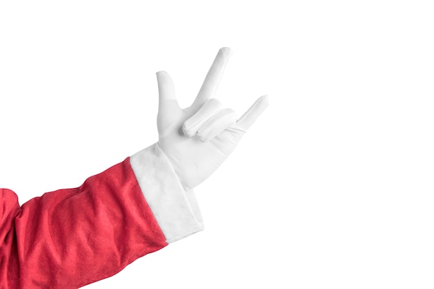 Photo santa claus with hand gesture isolated over white background