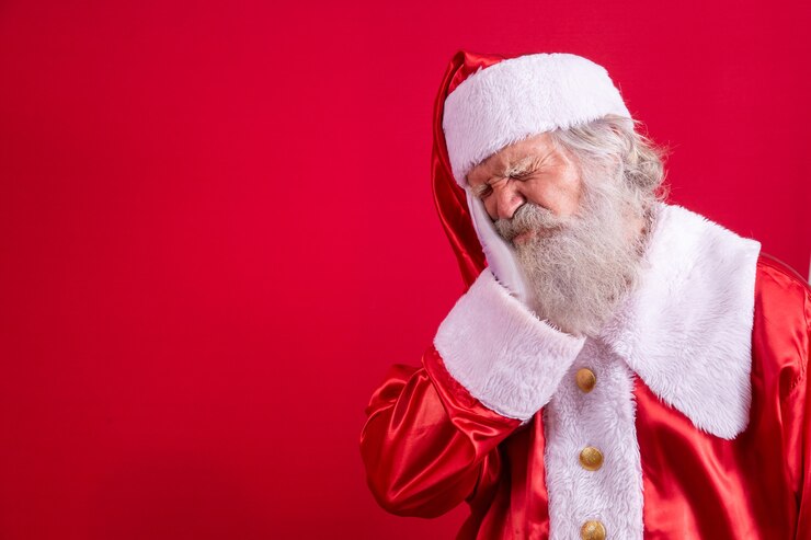 Premium Photo | Santa claus with hand over mouth with pained expression