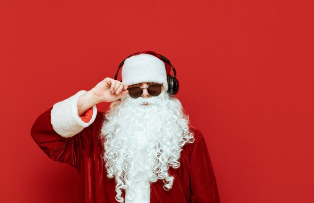 Santa Claus with headphones