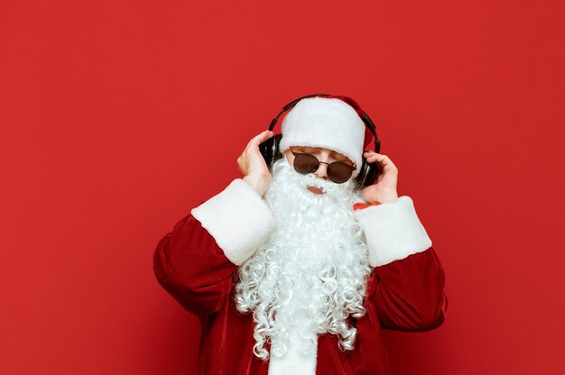 Santa Claus with headphones