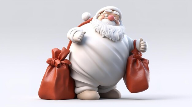 Foto santa claus with a huge bag delivering gifts at snow fall merry christmasseasonal christmas posterillustration
