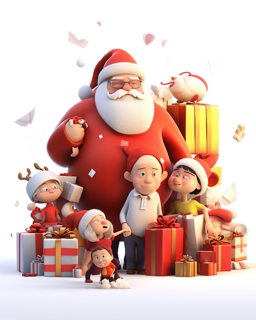 Санта-Клаус с огромной сумкой доставляет подарки на снегопаде Счастливого Рождества Сезонный рождественский плакат иллюстрация