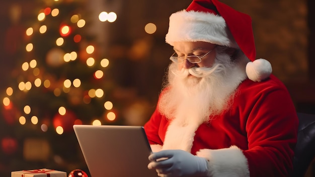 santa claus with laptop