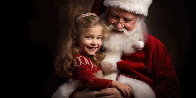 写真 サンタクロースと小さな女の子のジェネレーティブai