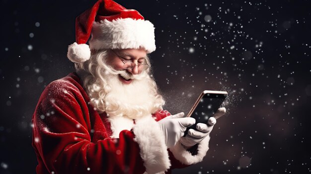 santa claus with phone