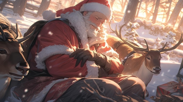 Santa claus with reindeer