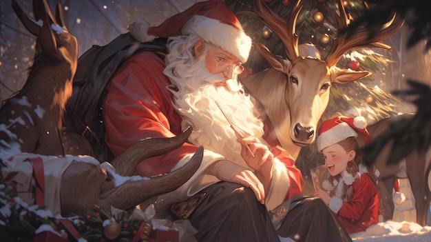 Santa claus with reindeer