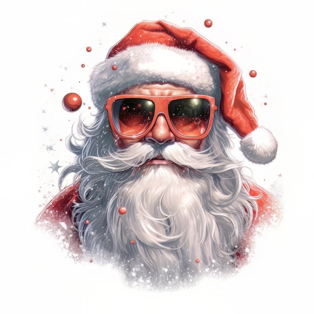 선글라스와 빨간 모자를 쓴 산타클로스