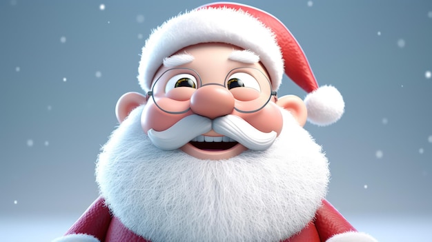 A santa claus with a white beard and glasses.