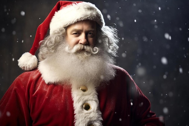 A santa claus with a white beard and a red hat