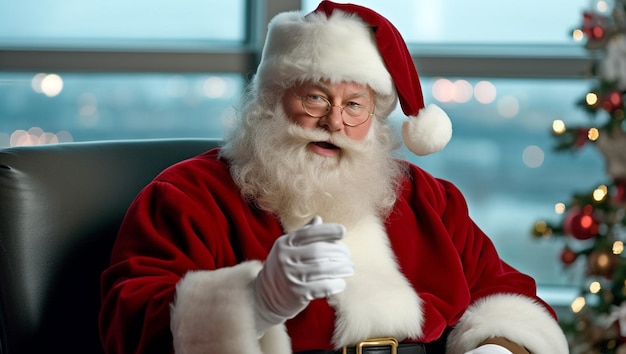 Santa claus working in his modern office building businessmanteam buildingworking merry christmas co