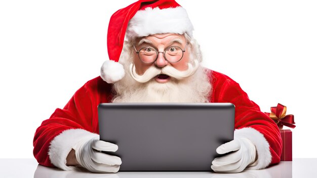 santa claus working on laptop