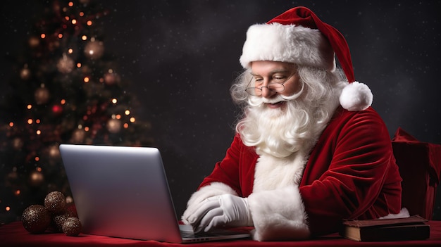 santa claus working on laptop