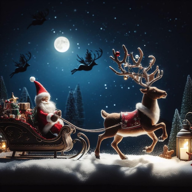 Santa Clause' Reindeer pulling Salta's sleigh Christmas reindeer images Christmas backgrounds