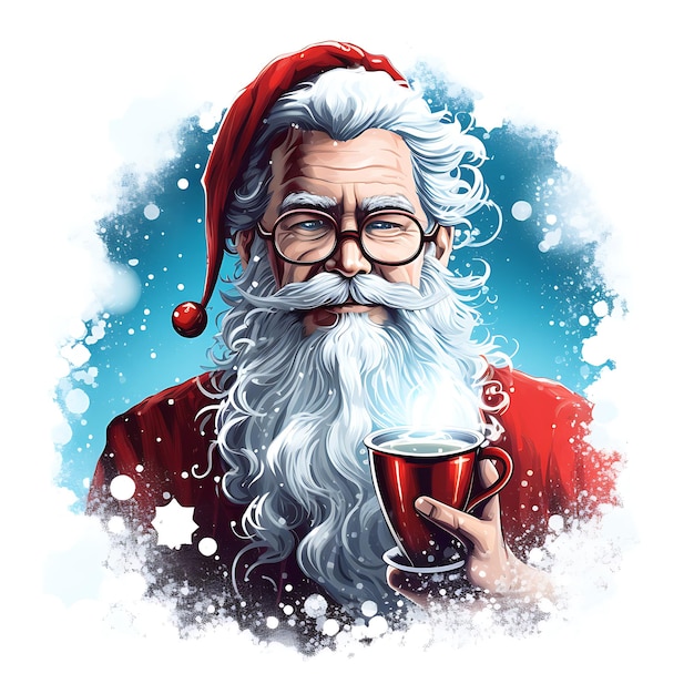 Santa clause t shirt logo design illustration on solid background