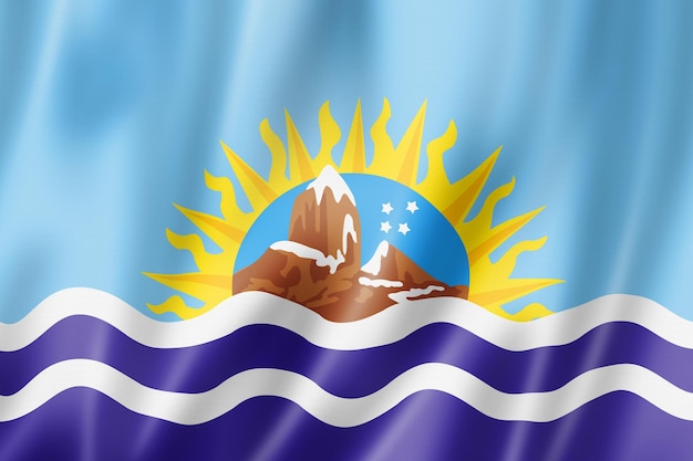 Santa Cruz province flag, Argentina waving banner collection. 3D illustration