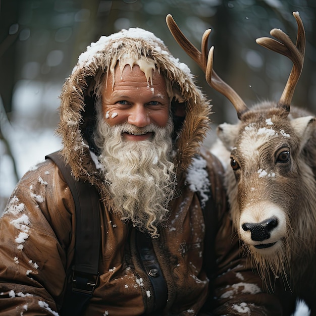 santa and deer