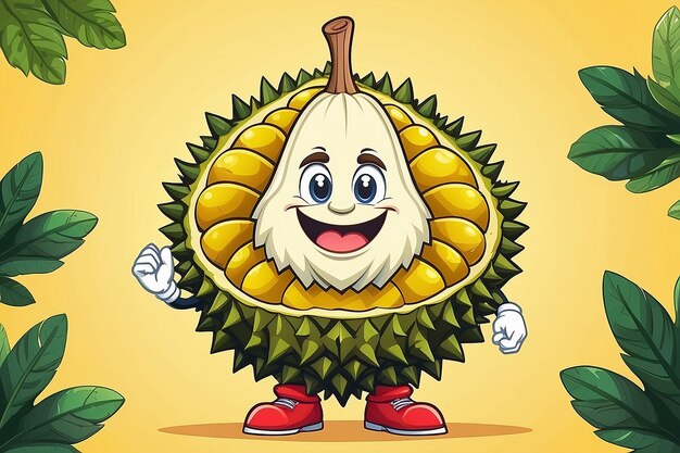 Photo santa durian mascot cartoon style