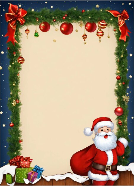 Photo santa frame border copy space background