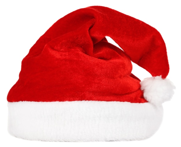 흰색 표면에 고립 된 산타 모자
