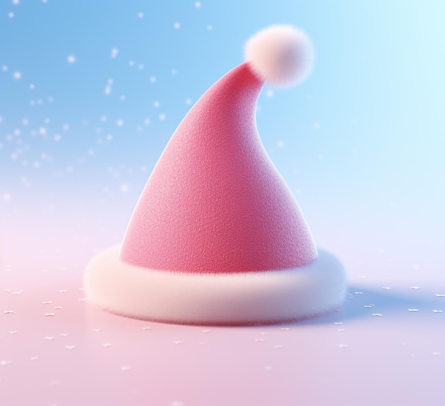ピンクの背景にサンタの帽子 クリスマスイメージ 3Dイラスト