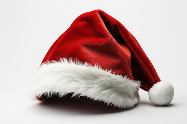 A santa hat with a white cap that says santa on it