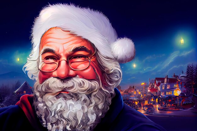 Santa Klaus with gifts Christmas Holiday Illustration for advertising postcards and cartoons