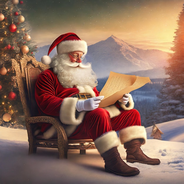 Photo santa leyendo