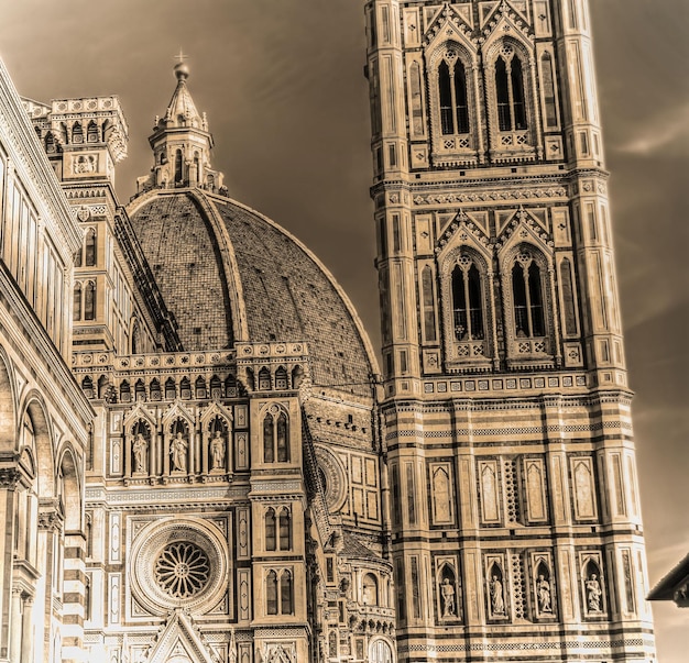 Santa Maria del Fiore cathedral in sepia tone Italy