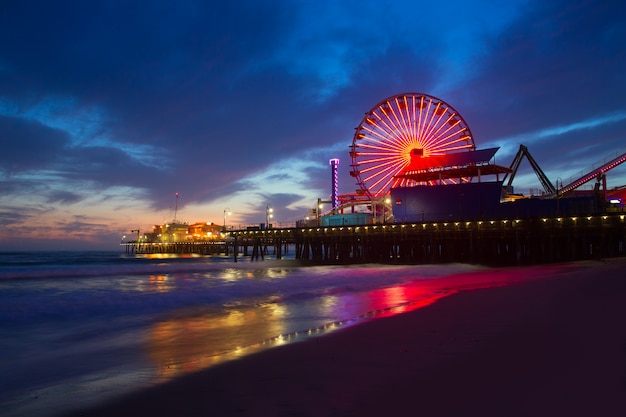 Santa Monica California sunset on Pier Ferrys wheel