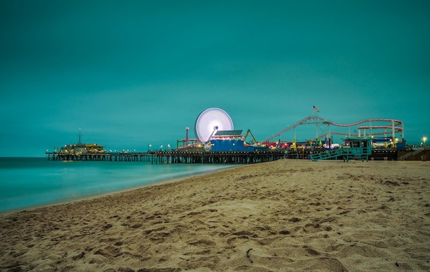 Santa Monica Pier At Night Los Angeles California